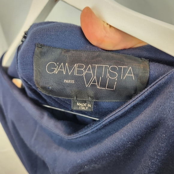 GIAMBATTISTA Valli navy wool jersey dress size M in EUC - Picture 9 of 10